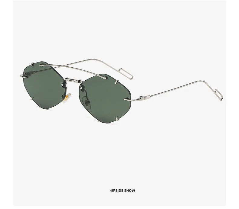 Randlose Diamant-Sonnenbrille Quadratisch Damen Herren Retro-Sonnenbrille Designerbrille UV400 Shades Oculos Weibliche Gafas