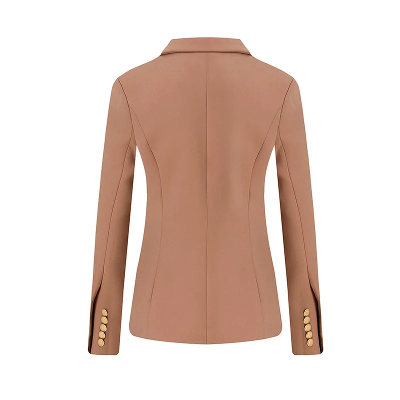HARLEYFASHION Europäisch Amerikanisch 2021 Frühling Herbst Slim Doppelreiher Damen Blazer OL Unifarbener Hochwertiger Anzug Blazer XXL