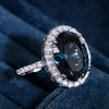 Huitan Charming Blue CZ Women Rings Wedding Party Accessories Bling Bling Graceful Bridal Eternity Ring Trendy Jewelry Wholesale