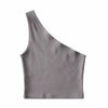 One Shoulder Cropped Tanks Top Women Summer Sleeveless Tanks Camis Sexy Oblique Collar Elastic Corset Slim Crop Tops Tube Lady