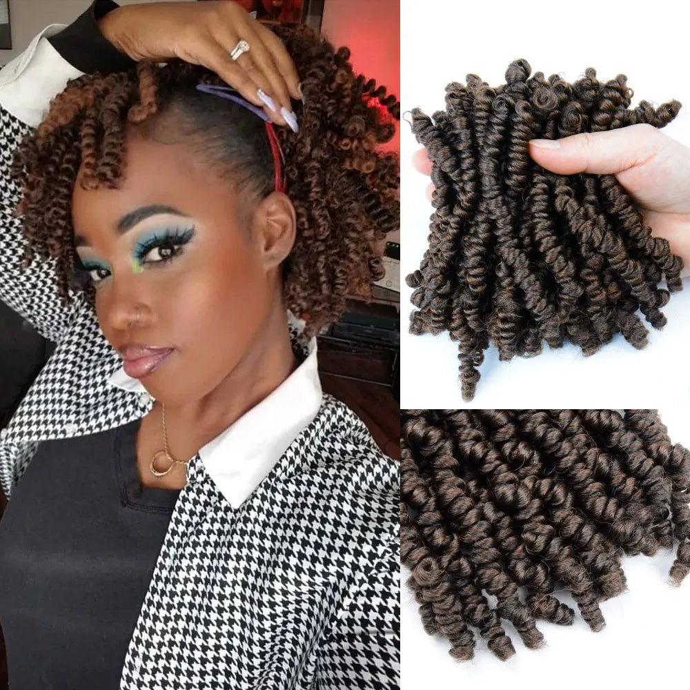 Bob Spring Twist Hair Vorgeflochtene Häkelzöpfe 6 Zoll Synthetisches kurzes Passion Twist Haar vorgeflochten von Flyteng