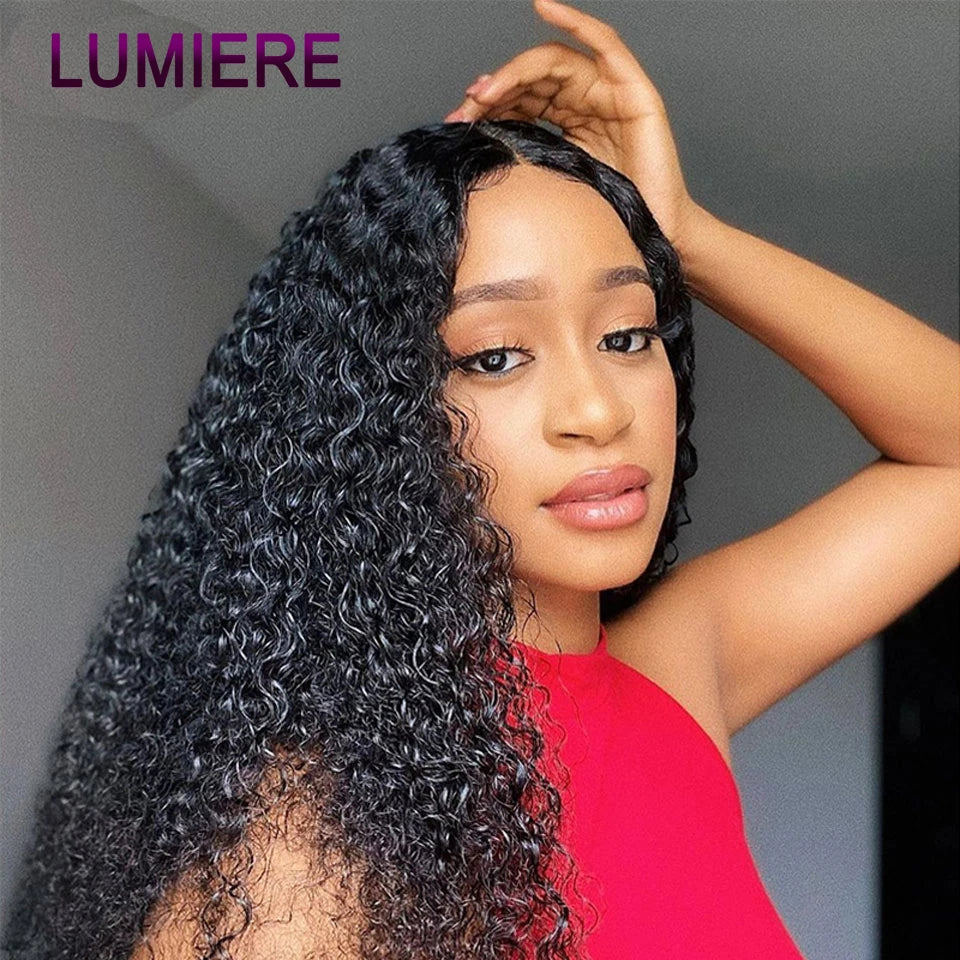 Mongolian Afro Kinky Curly Human Hair Bundles With Closure Deep Curly Hair Weave Bundles With Frontal Closure Hair Extensions