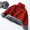 boys Plus velvet Warm turtleneck sweater Pullovers plush inside Thicken sweaters girls Winter Autumn Knitted Loose jacket 2-10Y