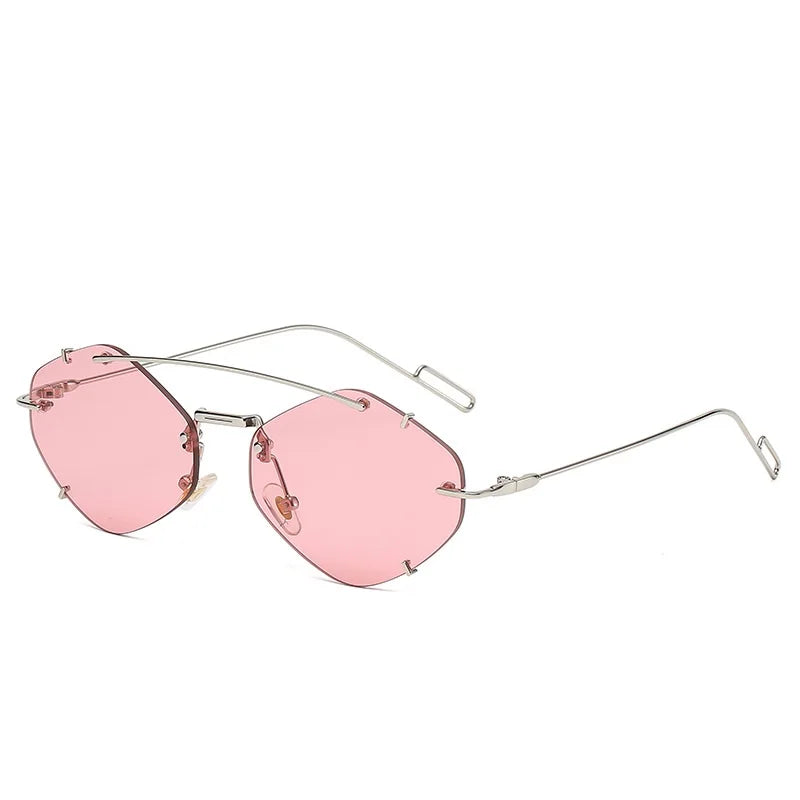 Randlose Diamant-Sonnenbrille Quadratisch Damen Herren Retro-Sonnenbrille Designerbrille UV400 Shades Oculos Weibliche Gafas