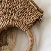 Straw Bag Women Hand-Woven Handbag Moon Shape Lace Bow Rattan Bag Big Capacity Drawstring Casual Beach Shoulder Crossbody Bag