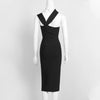 Damen Sommer sexy ausgehöhltes braunes Midi knielanges Bodycon-Bandagekleid 2023 Designer elegantes Abendpartykleid Vestido