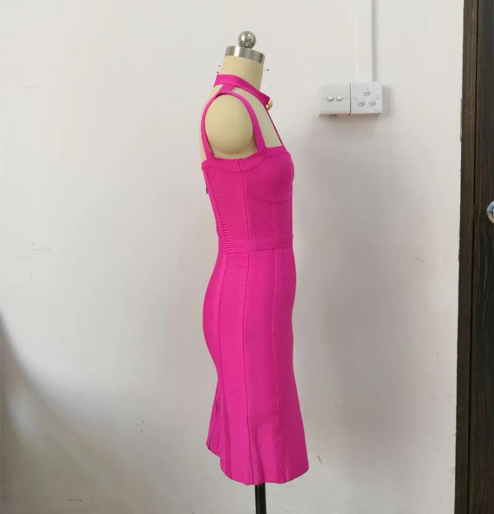 Neu eingetroffen Sommerstil sexy Cut-Out-Kleid mit Knöpfen und elastischem Verband, Designer-Abendpartykleid für Prominente 2022, Vestidos