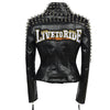 SX Occident Fashion women Club hot style Stud slim fit jacket shoulder rivets zip stitching short PU leather rock coat