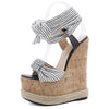 Eilyken Sommer Einfarbige Weiße Plateau Keilsandalen Damen Mode High Heels Knöchelriemen Offene Zehen Schuhe