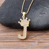 Nidin New Luxury Copper Zircon A-Z Crown Alphabet Pendant Chain Necklace Hip-Hop Style Fashion Woman Man Initial Name Jewelry