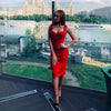 Women Summer Fashion Sexy V Neck Backless Button Red Black White Bodycon Bandage Dress 2022 Designer Evening Party Dress Vestido