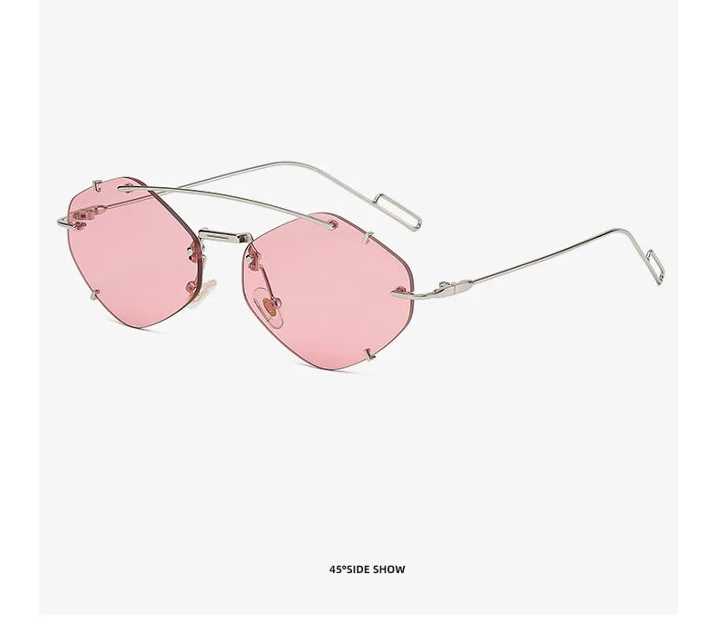Randlose Diamant-Sonnenbrille Quadratisch Damen Herren Retro-Sonnenbrille Designerbrille UV400 Shades Oculos Weibliche Gafas