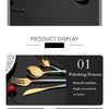 30Pcs/Set Stainless Steel Dinner Black Gold Dinnerware Set Knife Fruit Fork Spoon Cutlery Set Kitchen Tableware Silverware Sets