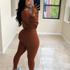 Letter Printed Embroidery Women Two Piece Ribbed Tracksuits Fall Spring Long Sleeve Sweatshirt and Skinny Pants Set