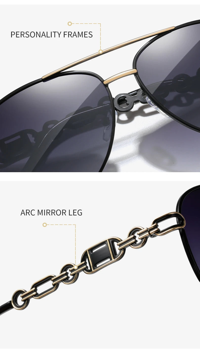 Hochwertige Damen Piloten Polarisierte Sonnenbrille Vintage Metall Hohl Fahrende Sonnenbrille UV400 Brille Gafas De Sol Mujer