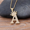 Nidin New Luxury Copper Zircon A-Z Crown Alphabet Pendant Chain Necklace Hip-Hop Style Fashion Woman Man Initial Name Jewelry