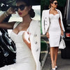 Women Summer Fashion Sexy V Neck Backless Button Red Black White Bodycon Bandage Dress 2022 Designer Evening Party Dress Vestido