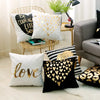 Liebe Schwarz-Weiß-Bräunungs-Kissen Zierkissen Goldfolie Geometrischer Kissenbezug Wohnkultur Sofa Wurfkissen 17*17 Zoll