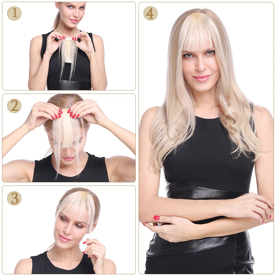 S-noilite 3g Air Bangs Perücke Menschliches Haar Natürliches Schwarzbraun Dünnes Unsichtbares Falsches Haarteil Clip-In Pony Echthaarverlängerung für Frauen