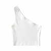 One Shoulder Cropped Tanks Top Women Summer Sleeveless Tanks Camis Sexy Oblique Collar Elastic Corset Slim Crop Tops Tube Lady