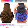 DinDong Clips In Hair Extensions 32Inch Synthetic Wavy 210G Premium Heat Resistant Hair 613# Blonde Brown 19 Colors Available