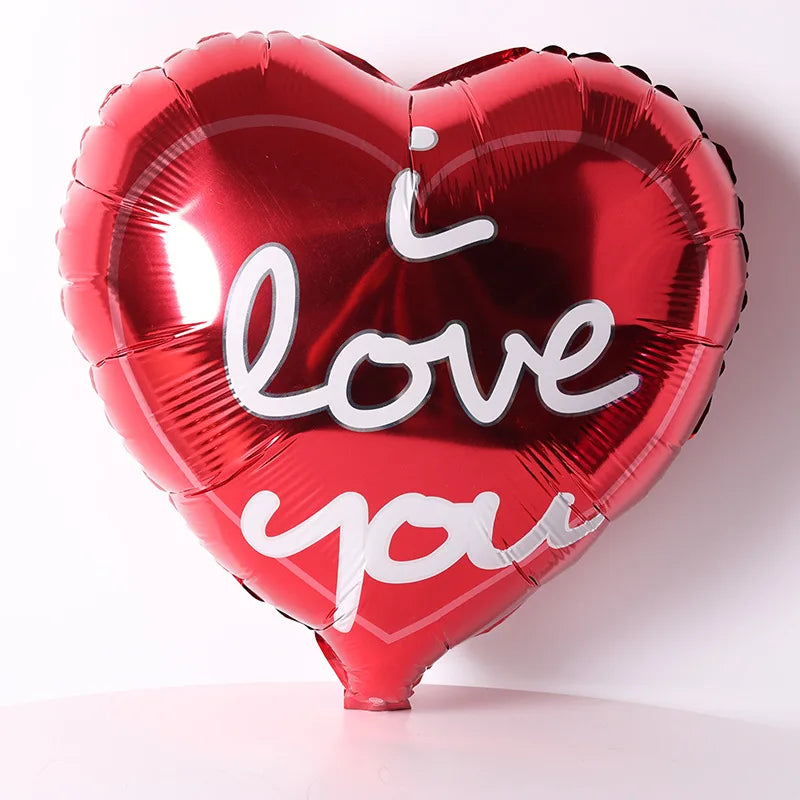 10 Stück 18 Zoll Valentinstags-Heliumballons, „I Love You“ Herzfolienballon, Romantische Hochzeits-Valentinstags-Partydekorationen