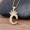 Nidin New Luxury Copper Zircon A-Z Crown Alphabet Pendant Chain Necklace Hip-Hop Style Fashion Woman Man Initial Name Jewelry