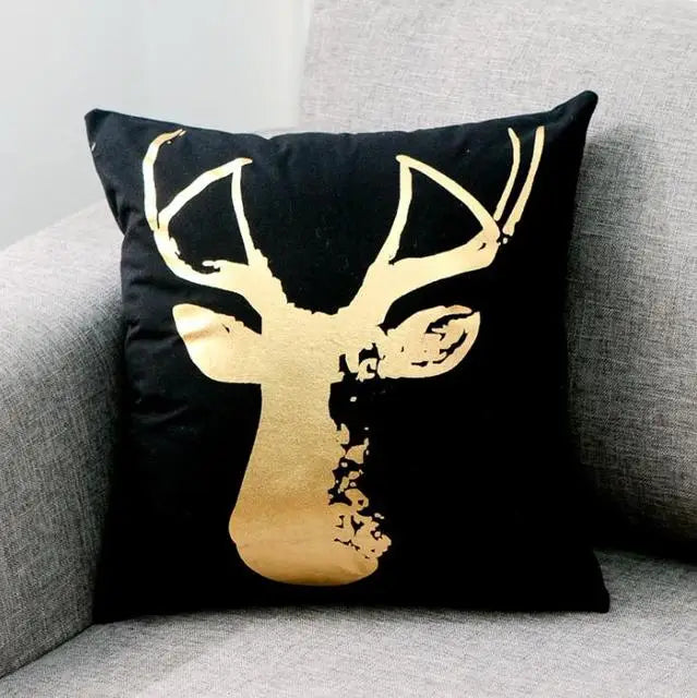 Liebe Schwarz-Weiß-Bräunungs-Kissen Zierkissen Goldfolie Geometrischer Kissenbezug Wohnkultur Sofa Wurfkissen 17*17 Zoll