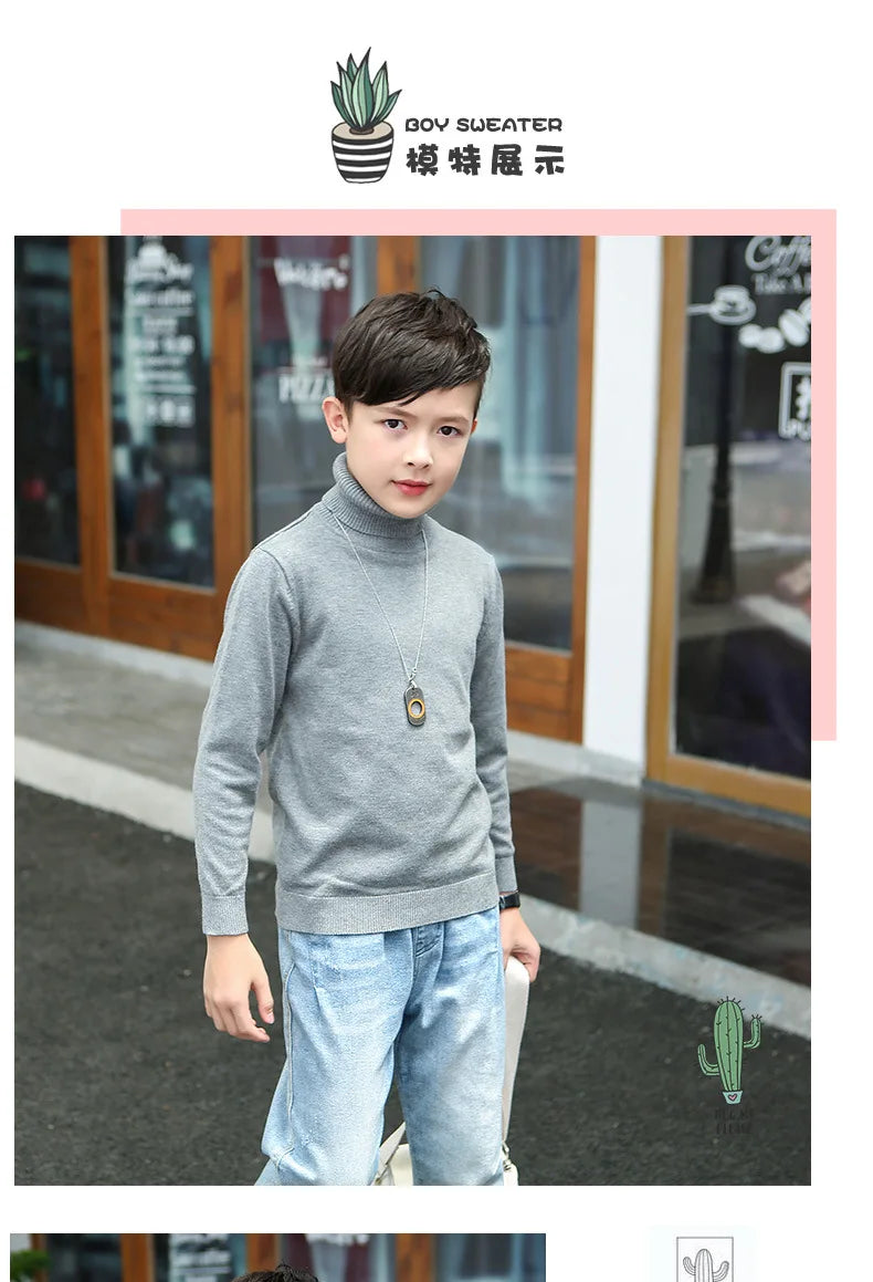 boys Plus velvet Warm turtleneck sweater Pullovers plush inside Thicken sweaters girls Winter Autumn Knitted Loose jacket 2-10Y