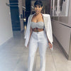 White Silver Customized Suits For Wedding Sequins Mother of the Bride Pants Suit Evening Party Tuxedos Formal Wear 2 Pieces