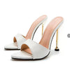 Damen Slipper Schlangenmuster Riemchen High Heels Slipper Sandalen Spitz zulaufende Zehen Slides Pumps Schuhe für Damen Frauen Sommer