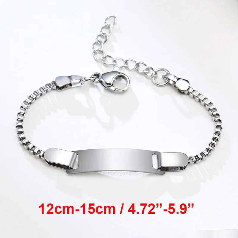 Vnox Personalize Mom Daughter Son Name Bracelets Non Allergy Stainless Steel Baptism Custom Love Baby Gifts Adjustable Jewelry