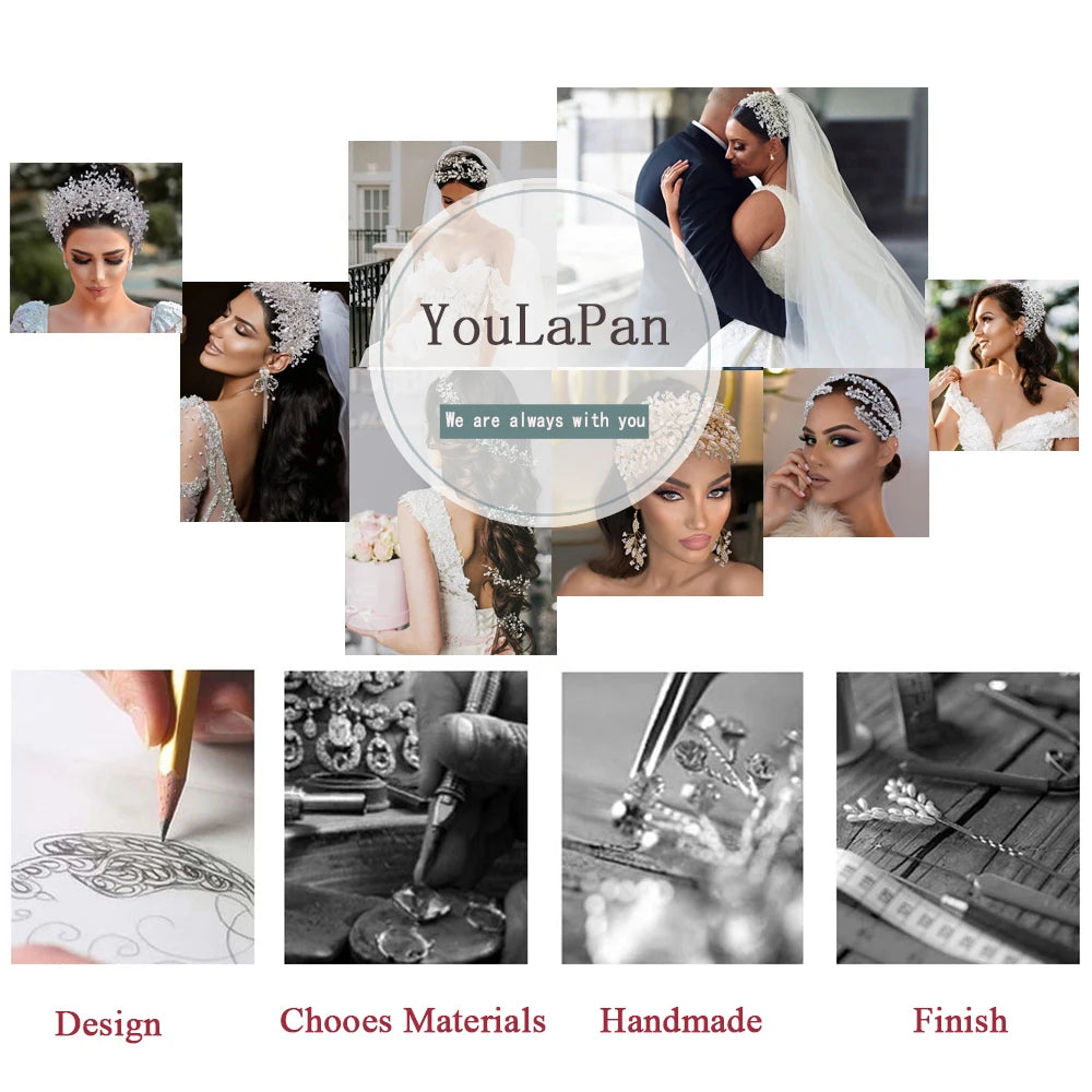 YouLaPan HP238 Bridal Crown Wedding Tiaras and Crown Bridal Tiara Luxury Hair Wedding Accessories Boho Wedding Headband Headwear