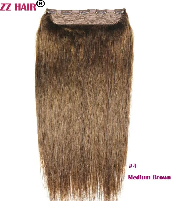ZZHAIR 100% Brazilian Human Remy Hair Extensions 16"-26" 1Pcs Set 100g-200g One Piece 5 Clips In Natural Straight