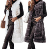 Autumn Winter Women Jacket Vest Solid Color Round Neck Faux Fur Coat Thick Crew Neck Outerwear Plush Jacket for Women