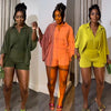 S107 Großhandel Designer-Kleidung 2024 Einfarbiger Fledermausärmel-Shirt 2-teiliges Set Sommer Lockeres Freizeit Zweiteiliges Shorts-Set für Damen