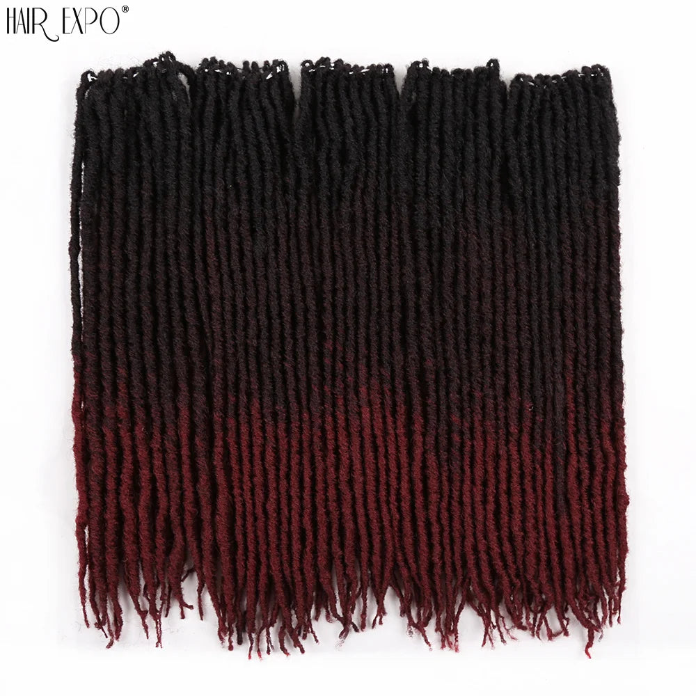 18"Synthetic Faux Locs Crochet Braids Hair Knotless Dreadlocks Straight Gypsy Locs Hair Ombre Braiding Hair Extensions For Women