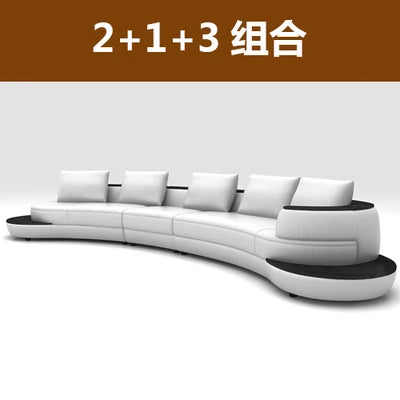 MANBAS Top Grain Echtes Leder Sofa mit Eckteil Modernes italienisches Ledersofa Große Bogenform Wohnzimmer Sofagarnitur