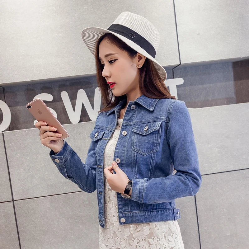 New Long Sleeve winter Slim White Black Jeans Top For Women Solid Denim Jacket Women Short Overcoat Ladies Jackets Tops