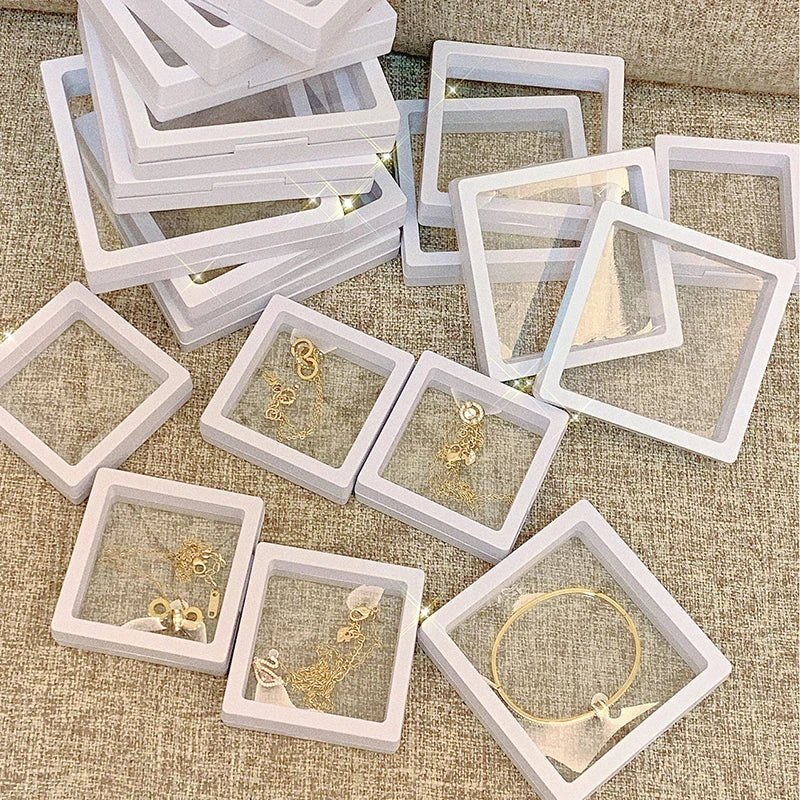10PCS Plastic 3D Floating Jewelry Display Stands Clear Necklace Bracelet Holder for Gift Shop Storage Organizer Box Wholesale
