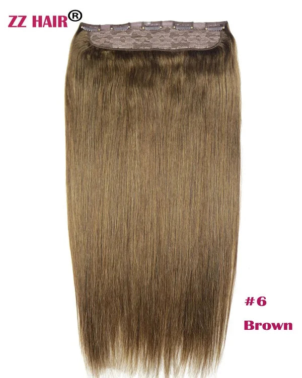 ZZHAIR 100% Brazilian Human Remy Hair Extensions 16"-26" 1Pcs Set 100g-200g One Piece 5 Clips In Natural Straight
