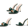 Damen Slipper Schlangenmuster Riemchen High Heels Slipper Sandalen Spitz zulaufende Zehen Slides Pumps Schuhe für Damen Frauen Sommer