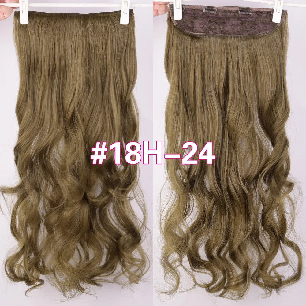 DinDong Clips In Hair Extensions 32Inch Synthetic Wavy 210G Premium Heat Resistant Hair 613# Blonde Brown 19 Colors Available