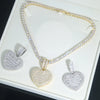 Auf Lager Iced Out Bling Damen Schmuck 5A Weißer Zirkonia Herzanhänger Halskette Mit Tennis Box Chain