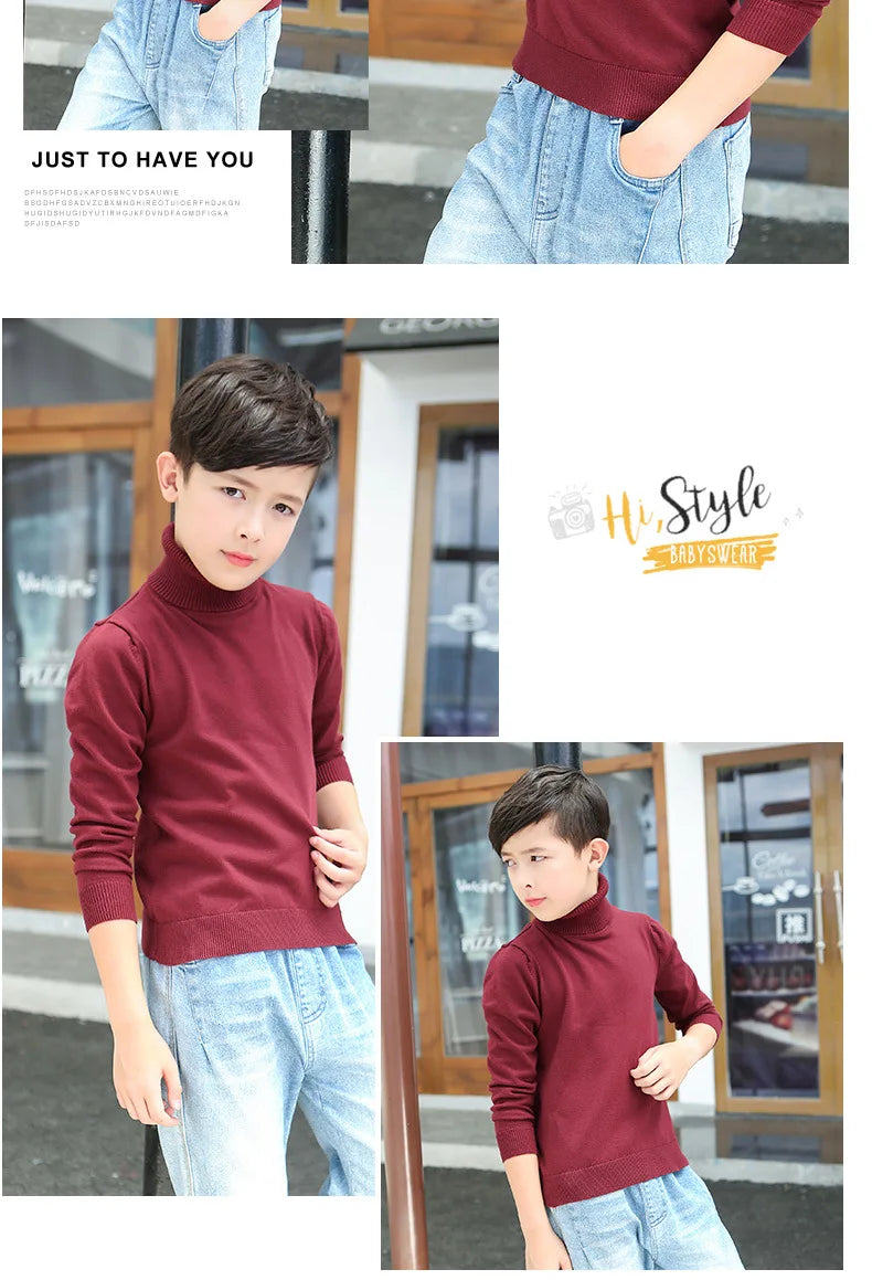 boys Plus velvet Warm turtleneck sweater Pullovers plush inside Thicken sweaters girls Winter Autumn Knitted Loose jacket 2-10Y