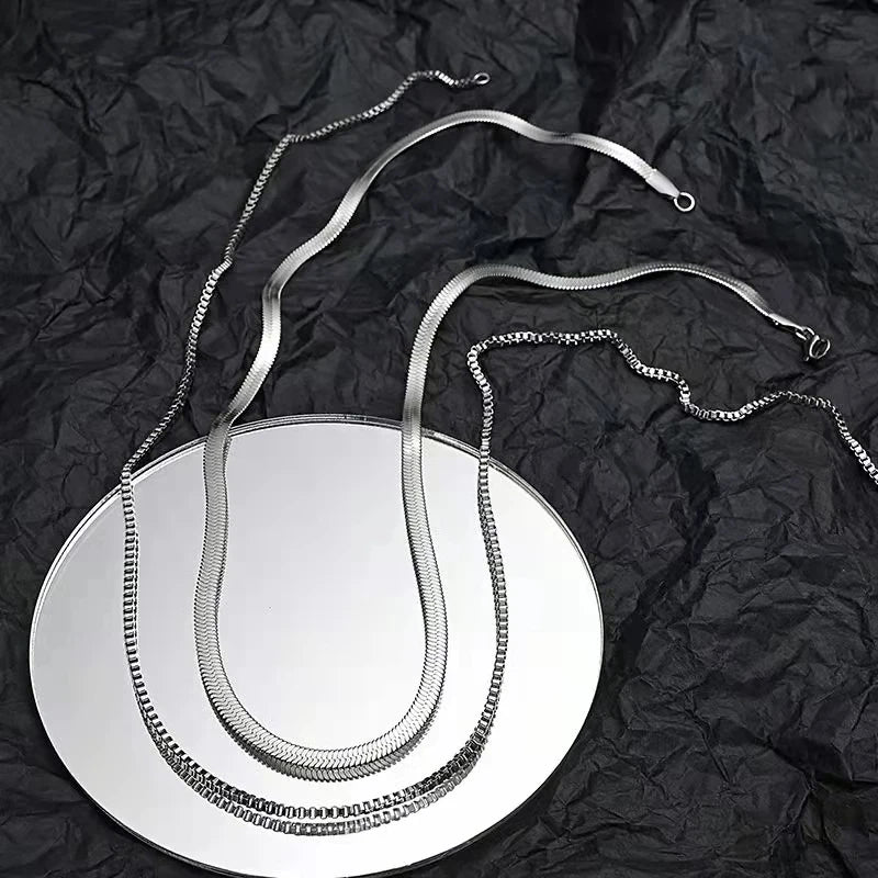 Luxus Designer 925 Sterling Silber Flachschlangen-Kastenkette Halskette für Herren Damen Hochzeit Mode Schmuck Accessoires Geschenke