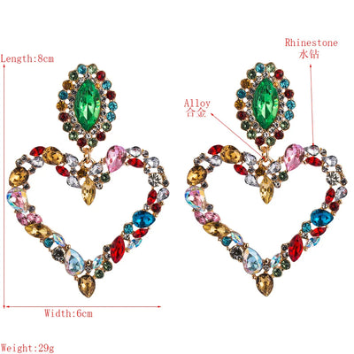 KMVEXO Neue glänzende Kristall Strass Herz Anhänger baumelnde Ohrringe 2023 für Damen Schmuck Mode Statement Ohrringe Accessoires