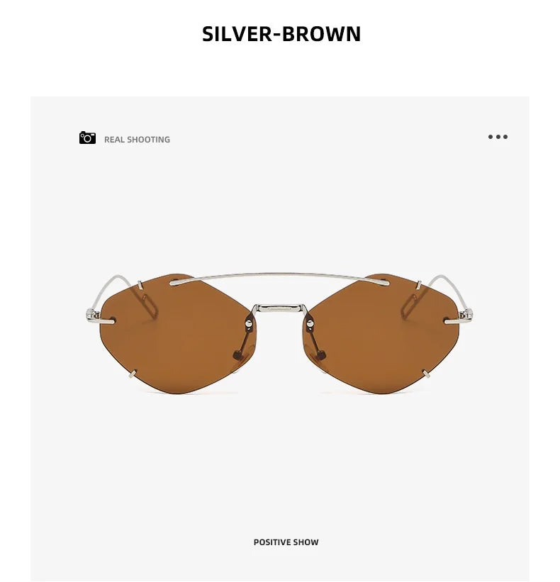 Randlose Diamant-Sonnenbrille Quadratisch Damen Herren Retro-Sonnenbrille Designerbrille UV400 Shades Oculos Weibliche Gafas