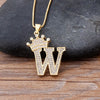 Nidin New Luxury Copper Zircon A-Z Crown Alphabet Pendant Chain Necklace Hip-Hop Style Fashion Woman Man Initial Name Jewelry