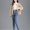 Thermal Winter Thick Fleece High-waist Warm Skinny Jeans Thick Women Stretch Button Pencil Pants Mom Casual Velvet Jeans